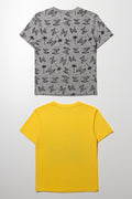2 Pack Dino T-Shirts Grey And Yellow (2)