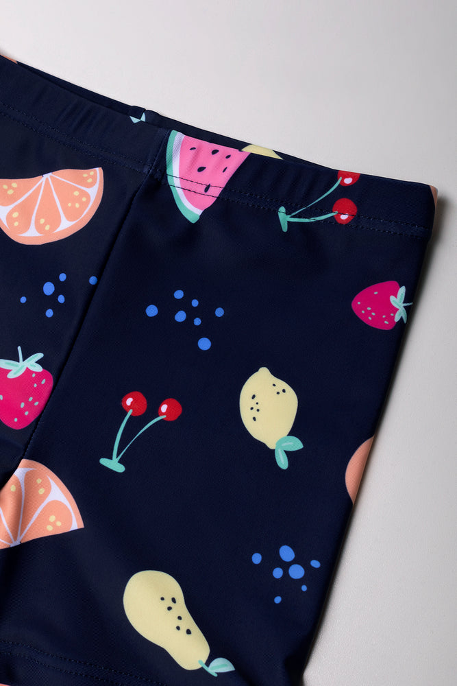 Fruit Print Swim Shorts Navy