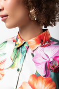 Long Sleeve Floral Satin Shirt Multi (3)