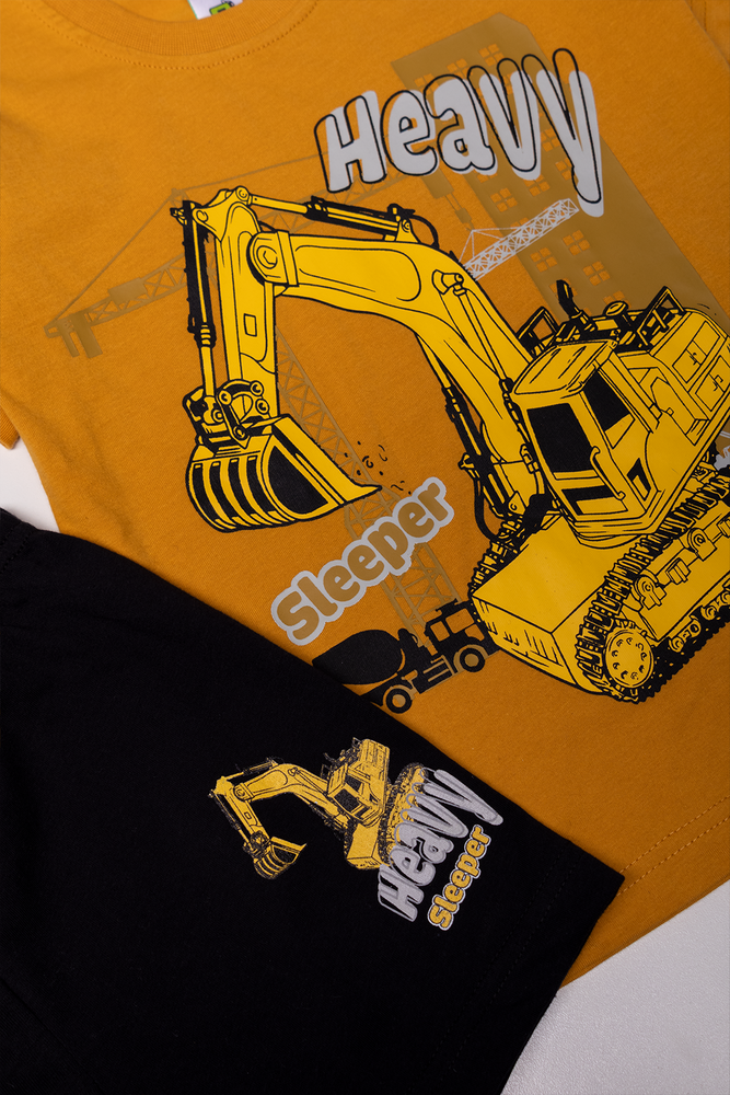 2 Pack Truck Short Sleeve Pyjamas Black And Yellow (2)
