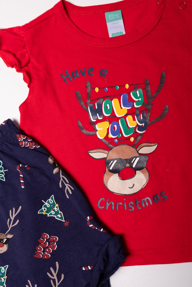 Toddler Girl Christmas Pyjama Set Red (1)