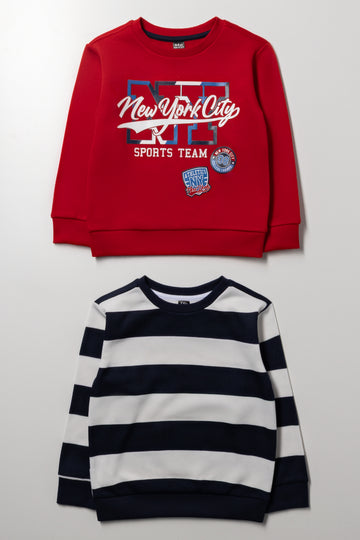 2 Pack Crew Neck Tracktops Navy And Red