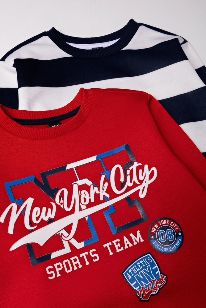 2 Pack Crew Neck Tracktops Navy And Red