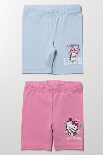 Hello Kitty 2 Pack Cycling Shorts Grey And Pink