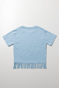 Fringe Hem T-Shirt Blue (2)