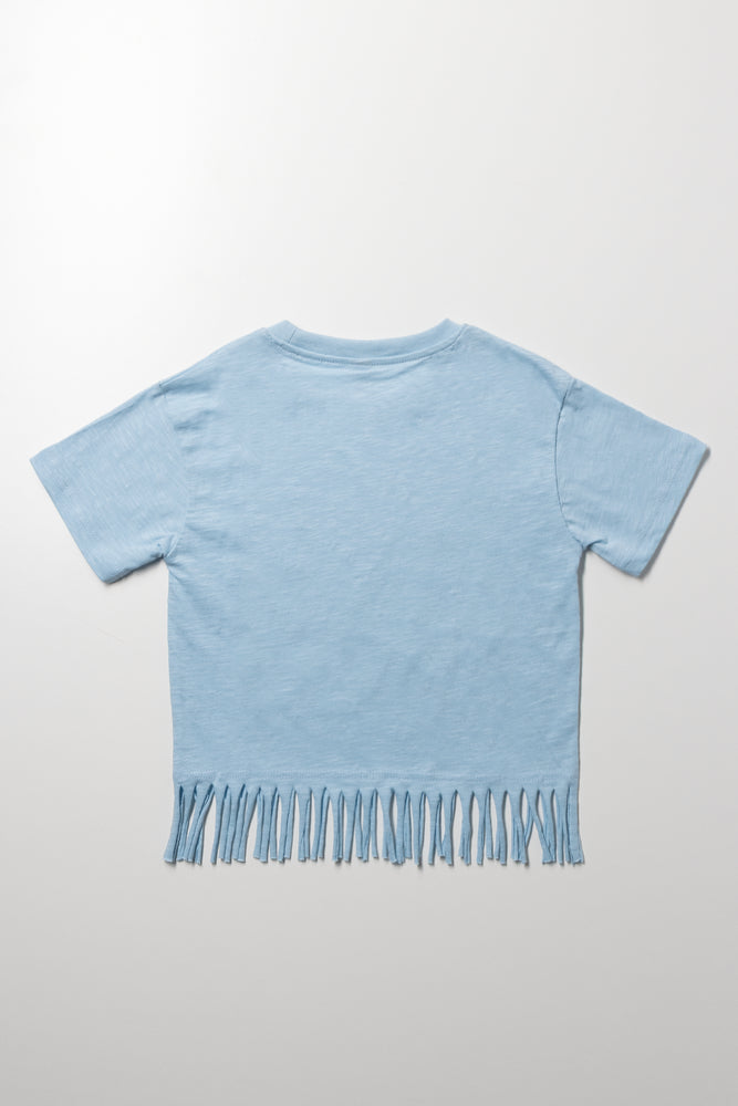 Fringe Hem T-Shirt Blue (2)