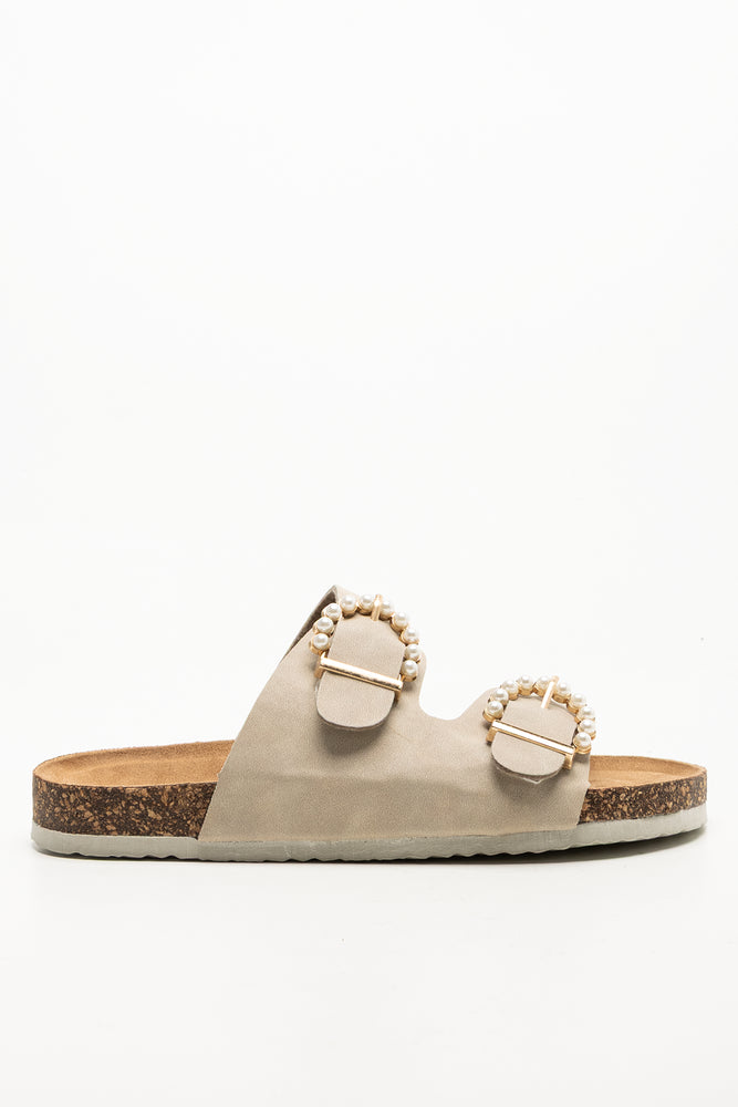 Pearl Buckle Sandals Natural (1)