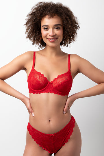 2 Pack Lace Non Padded Underwire Bras Black And Red