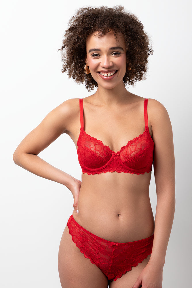 3 Pack Lace Thongs Red And Black