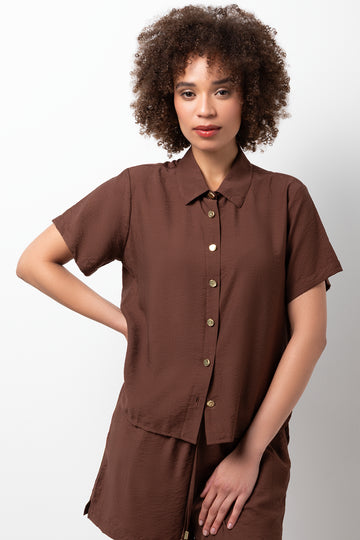 Short Sleeve Resort Shirt Brown
