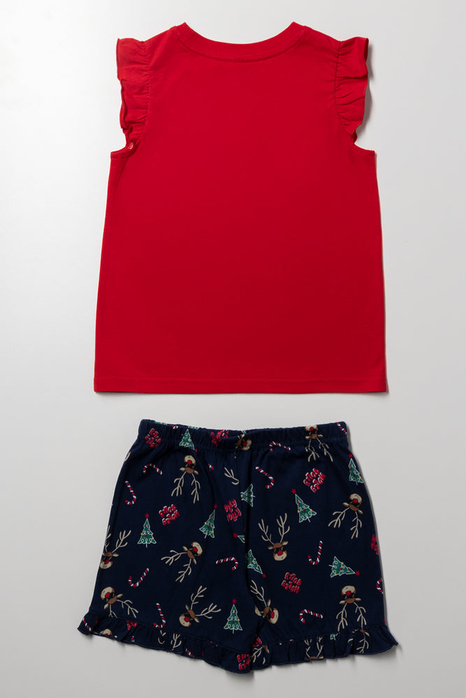 Younger Girl Christmas Pyjama Set Red (2)