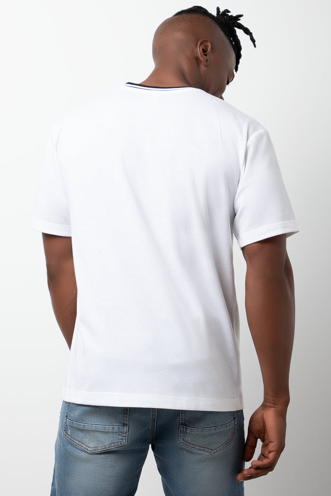 Contrast Binding Short Sleeve T-Shirt White (2)