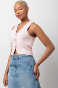 Sleeveless Knitwear Top Pink