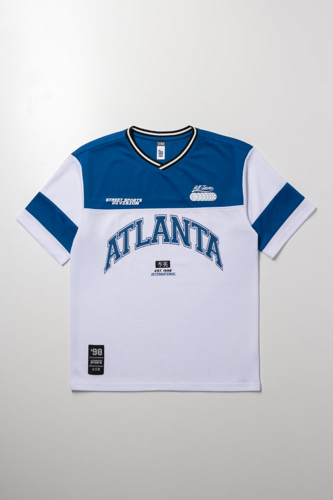 Soccer Short Sleeve T-Shirt Blue And White