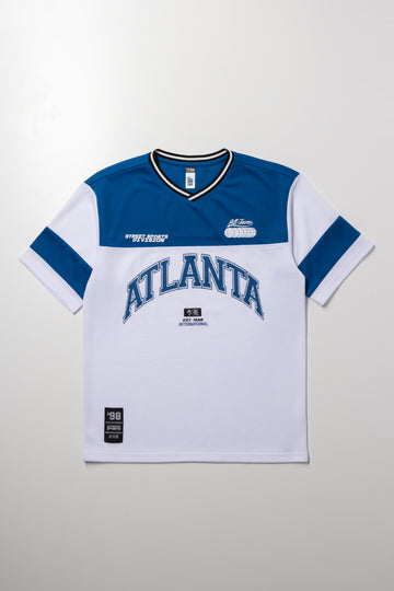 Soccer Short Sleeve T-Shirt Blue And White