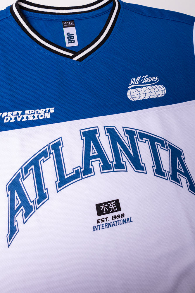 Soccer Short Sleeve T-Shirt Blue And White (1)