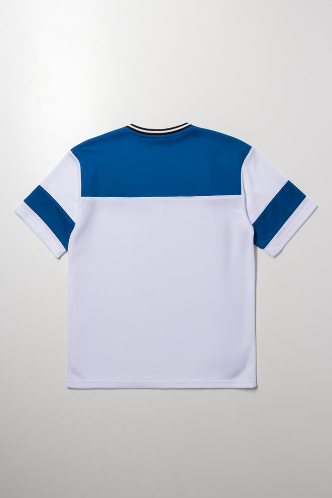 Soccer Short Sleeve T-Shirt Blue And White (3)