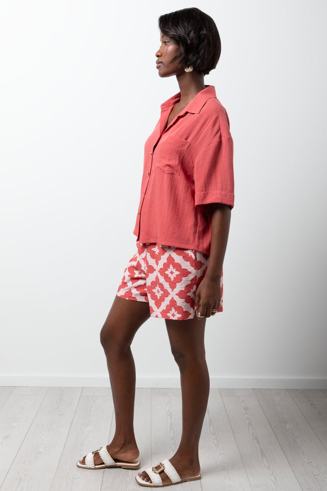 Linen Blend Shirt Burgundy