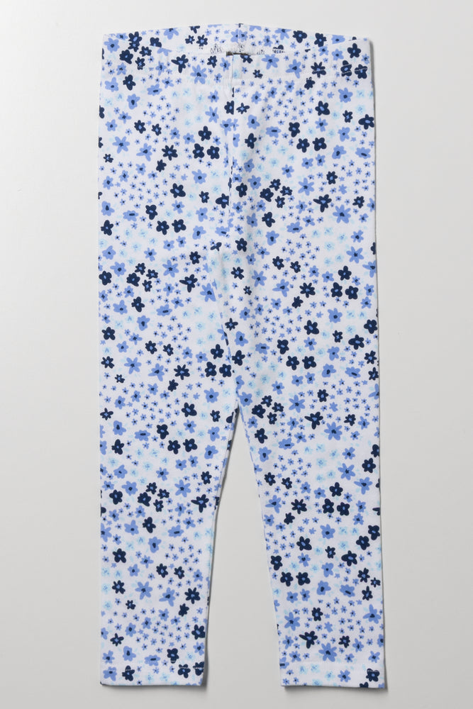 Floral Leggings Blue And White