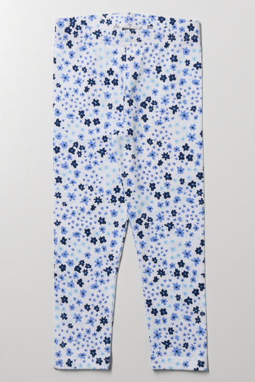 Floral Leggings Blue And White