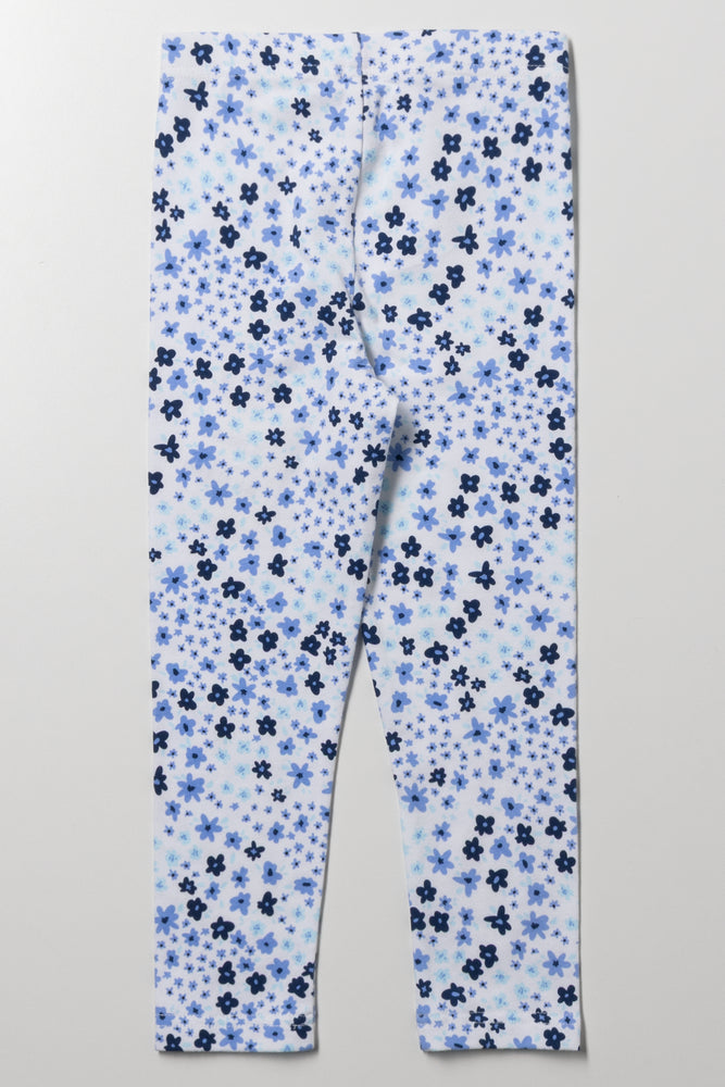 Floral Leggings Blue And White (2)