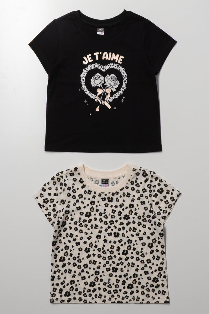 2 Pack T-Shirts Black And Natural