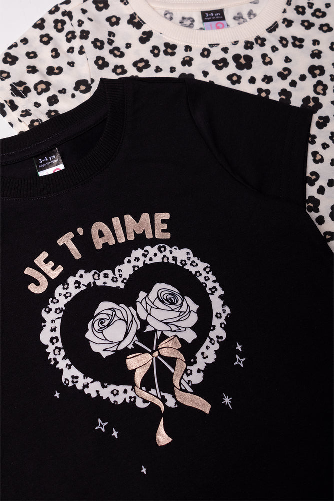 2 Pack T-Shirts Black And Natural