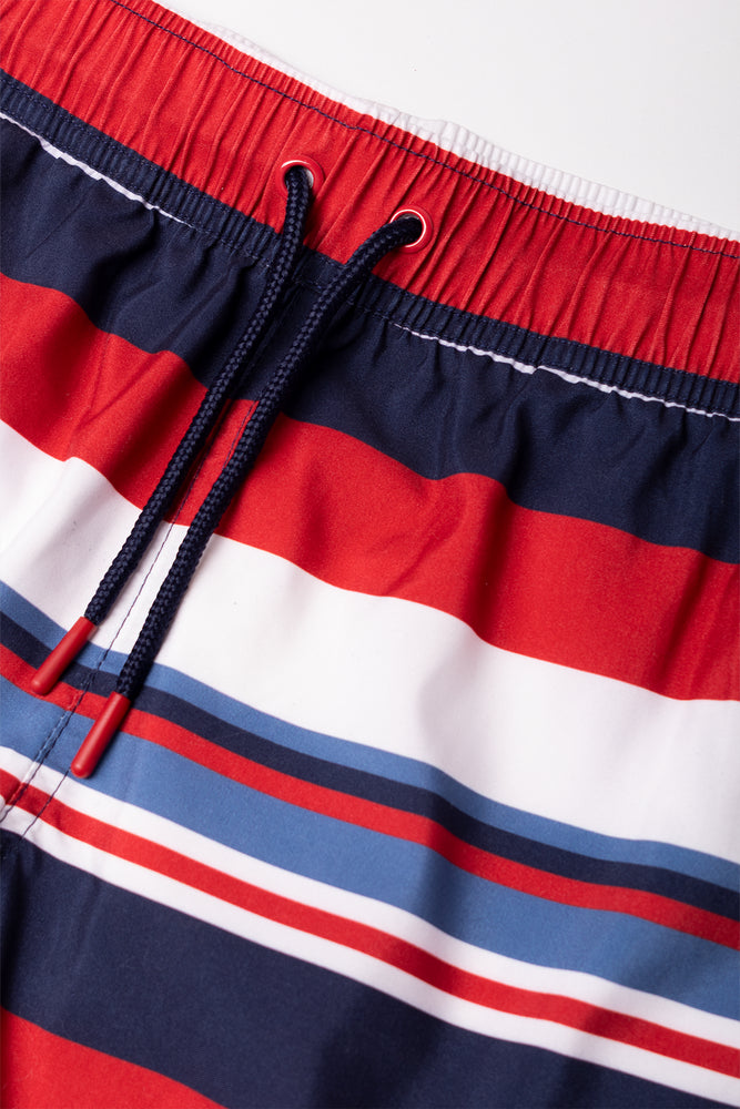 Stripe Swim Shorts Red And Navy (1)