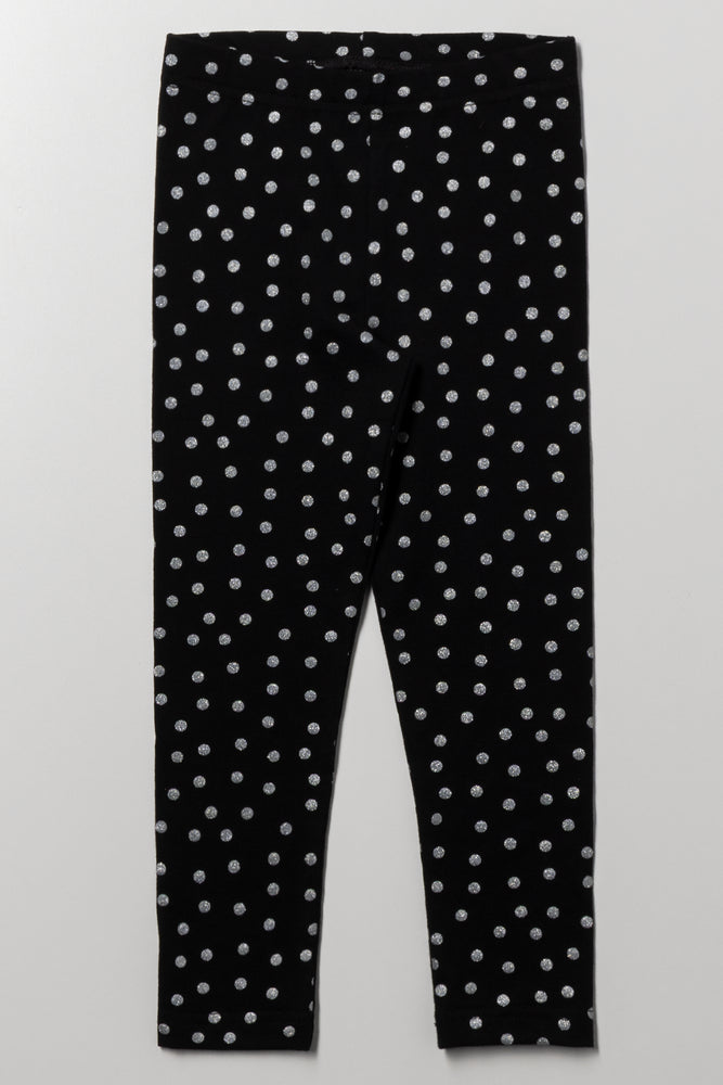 Polka Dot Leggings Black