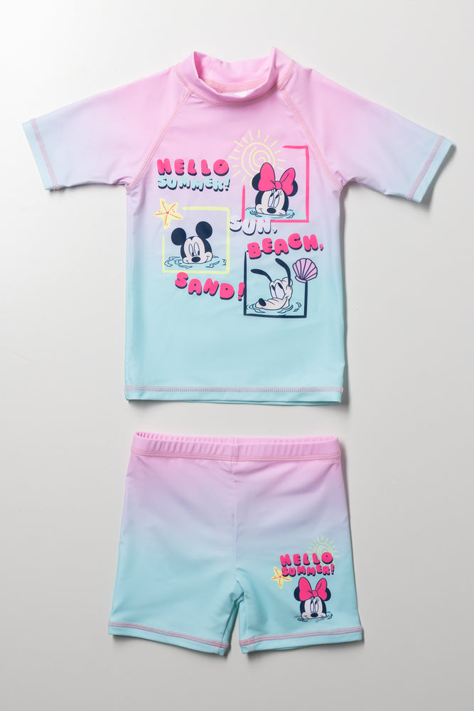 Minnie Mouse Ombre 2 Piece Swimsuit Pink And Blue