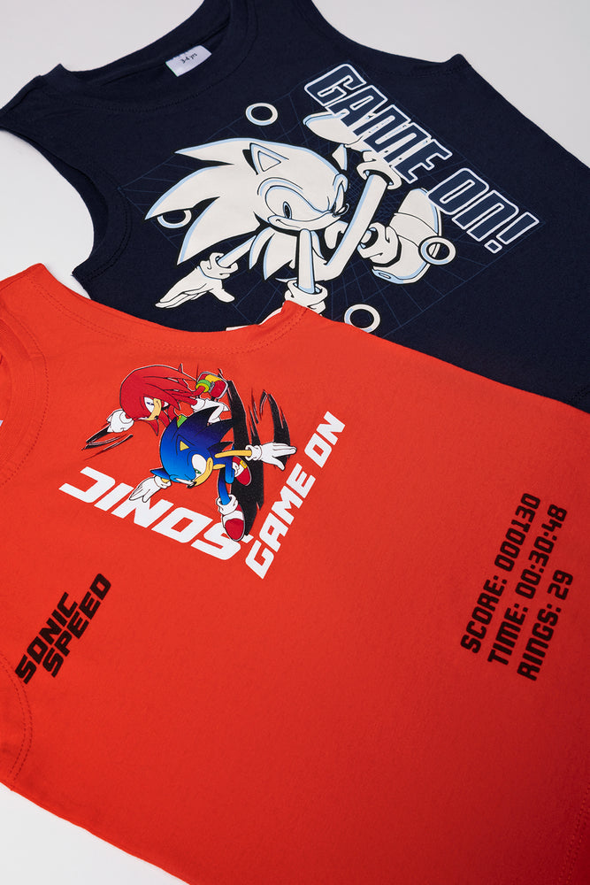 Sonic 2 Pack Vests Navy And Red