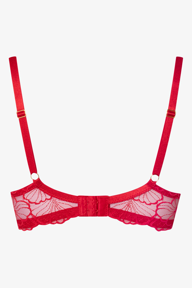 Lace Balconette Bra Red (1)