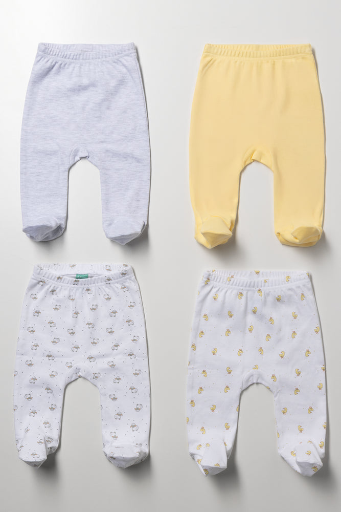 4 Pack Ducks And Sheep Leggings Yellow And Grey