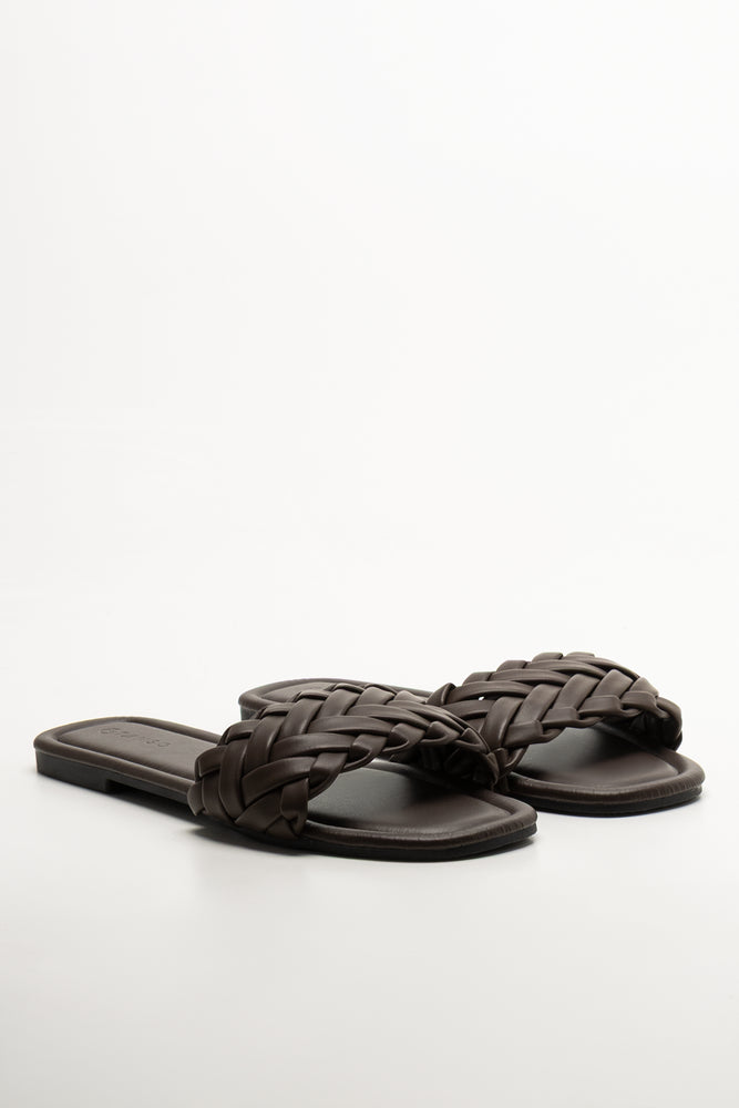 Weave Mule Sandals Brown