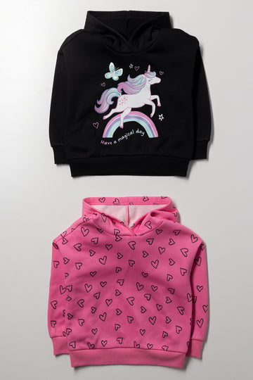 2 Pack Unicorns & Heart Print Tracktops