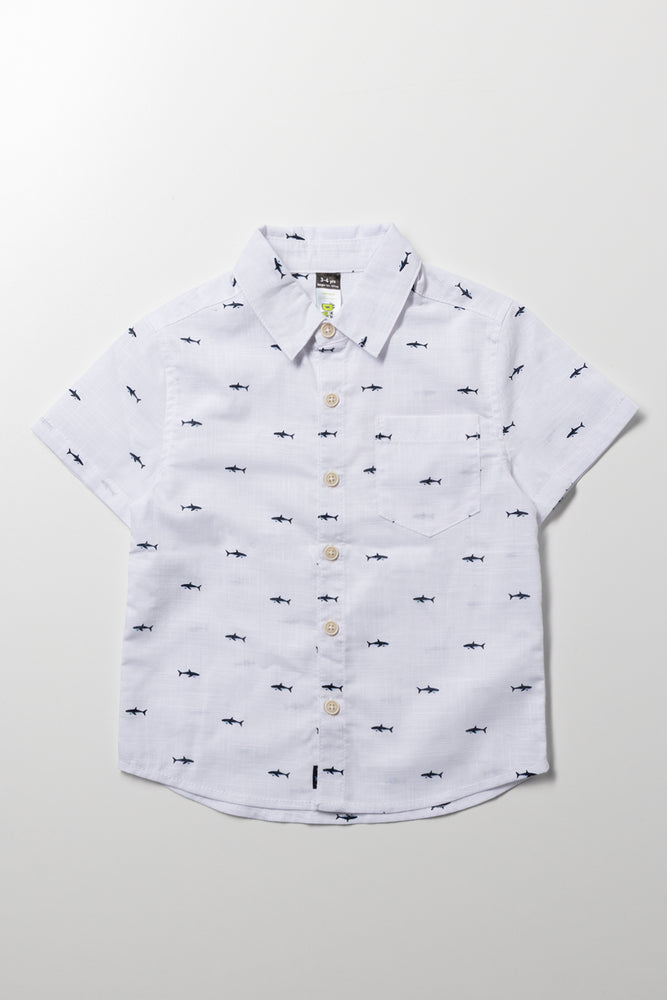 Short Sleeve Linen Blend Shirt White