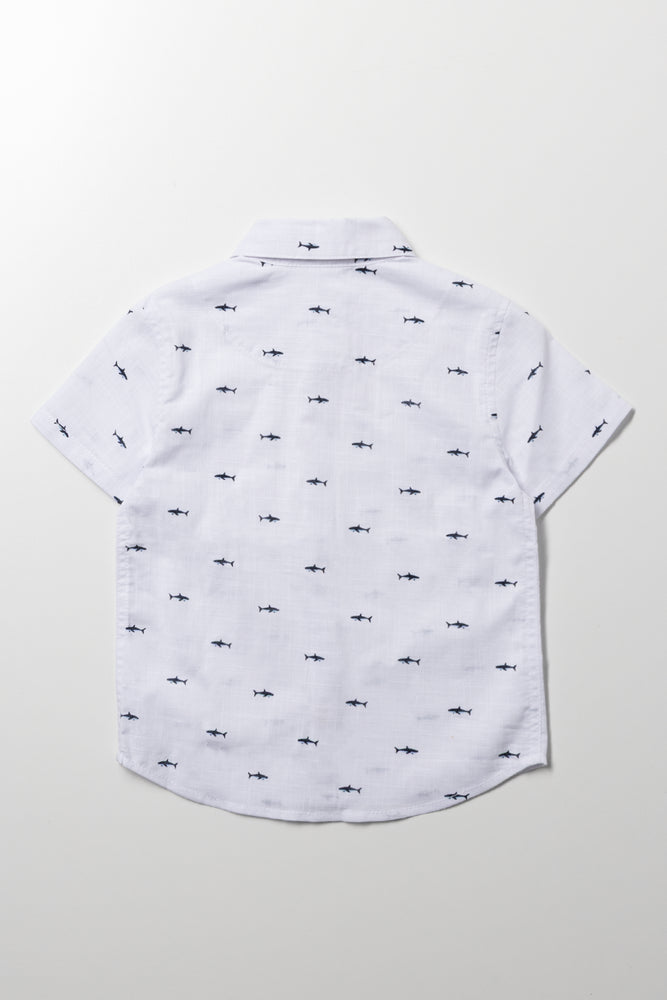 Short Sleeve Linen Blend Shirt White (3)