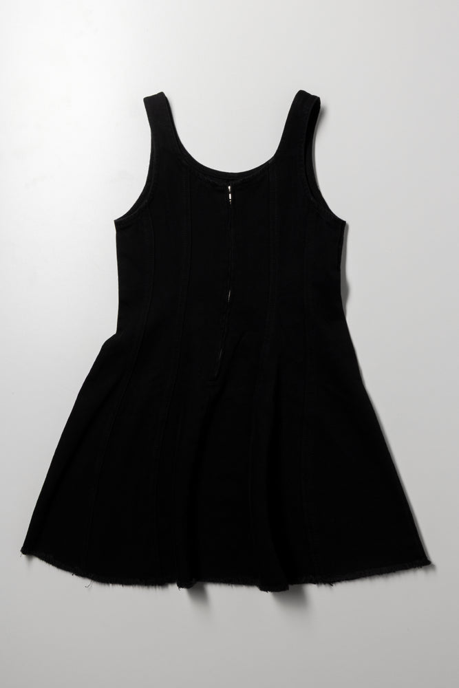 Flare Denim Dress Black (2)
