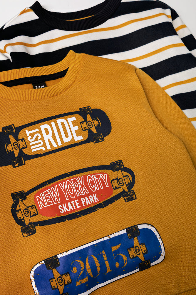 2 Pack Crew Neck Tracktops Navy And Yellow