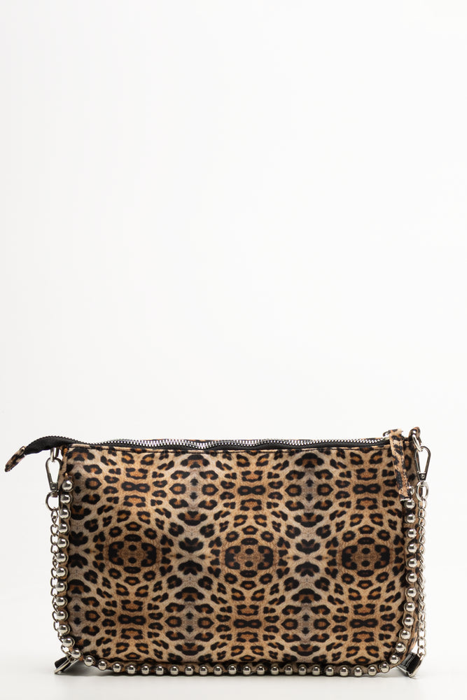 Leopard Print Clutch Bag Brown