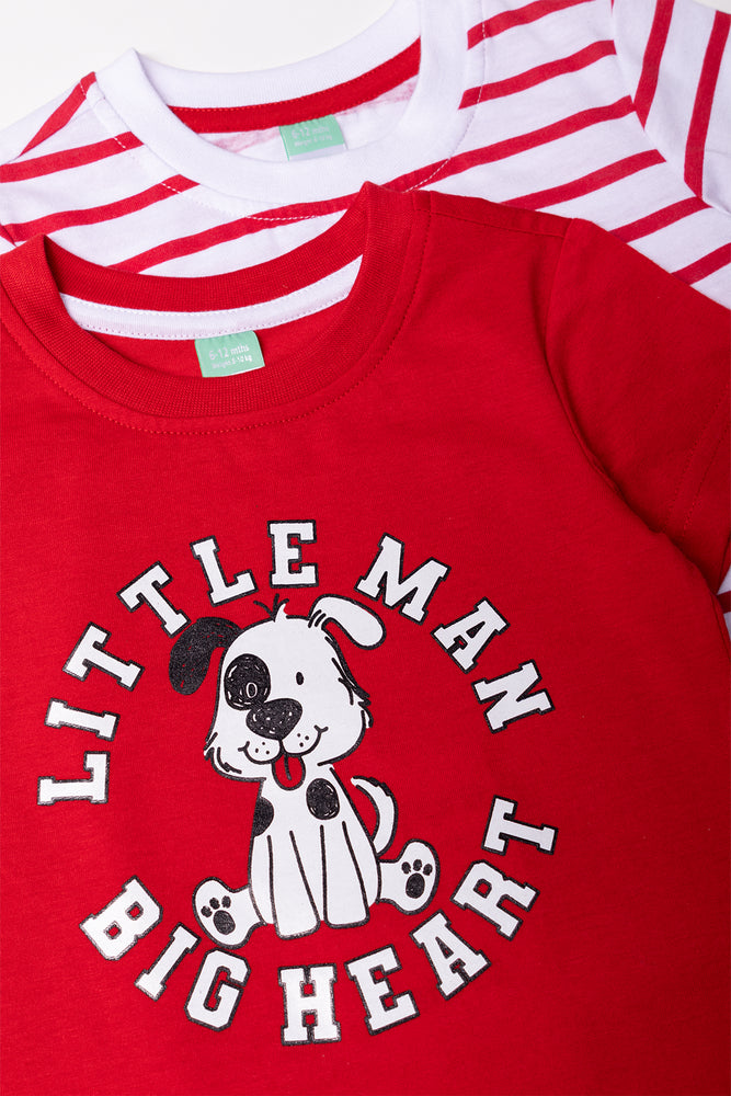 2 Pack Puppy Short Sleeve T-Shirts Red And White