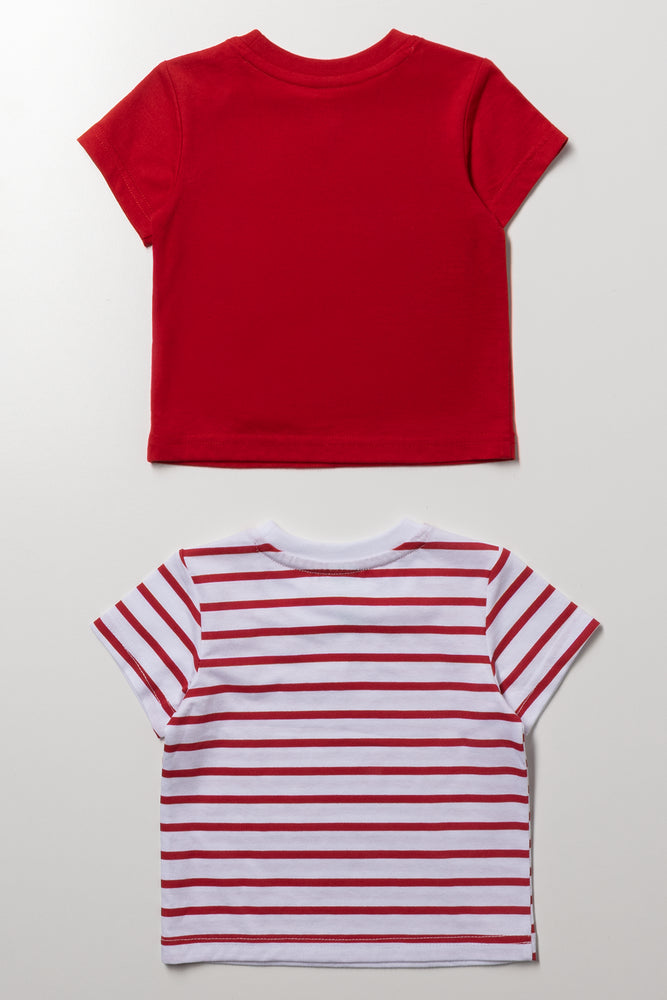 2 Pack Puppy Short Sleeve T-Shirts Red And White (2)