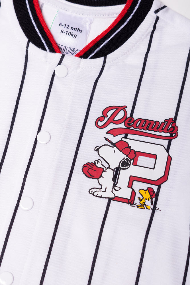 Snoopy Button Through Baseball T-Shirt White