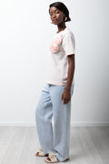 Short Sleeve 3D Floral T-Shirt Pink (1)