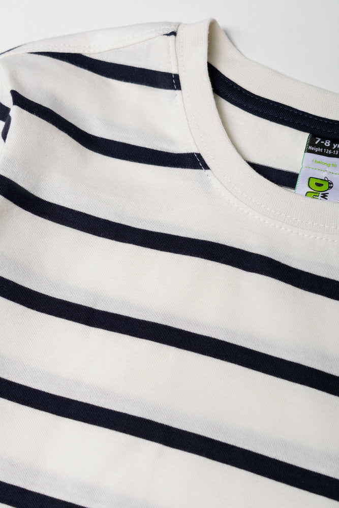 Long Sleeve Stripe T-Shirt White And Navy (1)