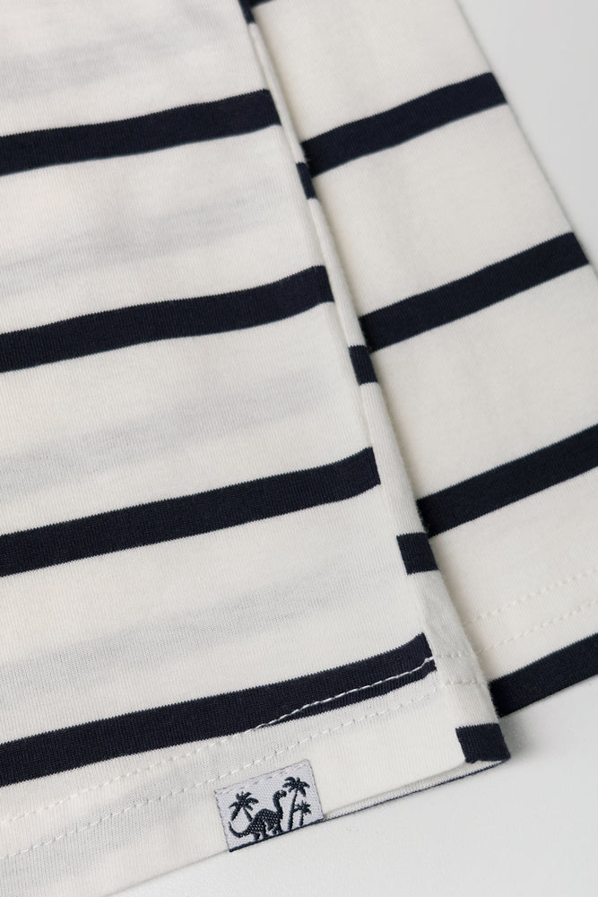 Long Sleeve Stripe T-Shirt White And Navy (2)
