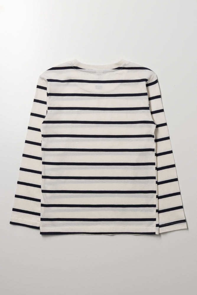 Long Sleeve Stripe T-Shirt White And Navy (3)