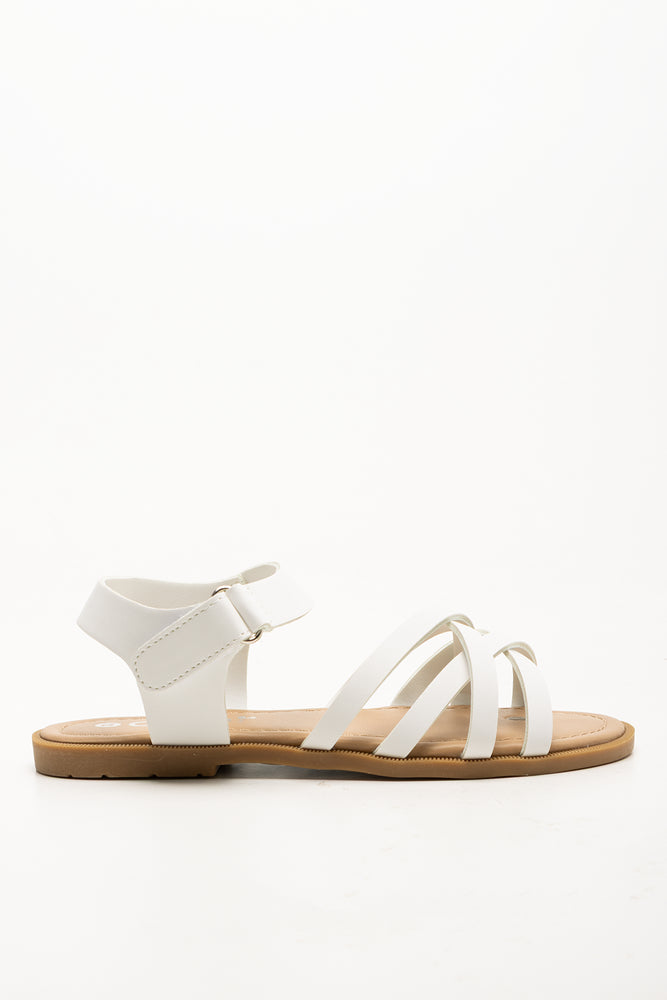 Strappy Cross Sandals White (1)