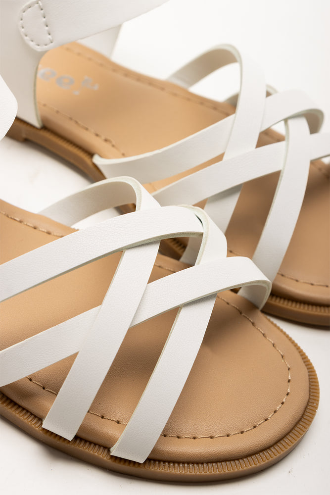 Strappy Cross Sandals White (2)