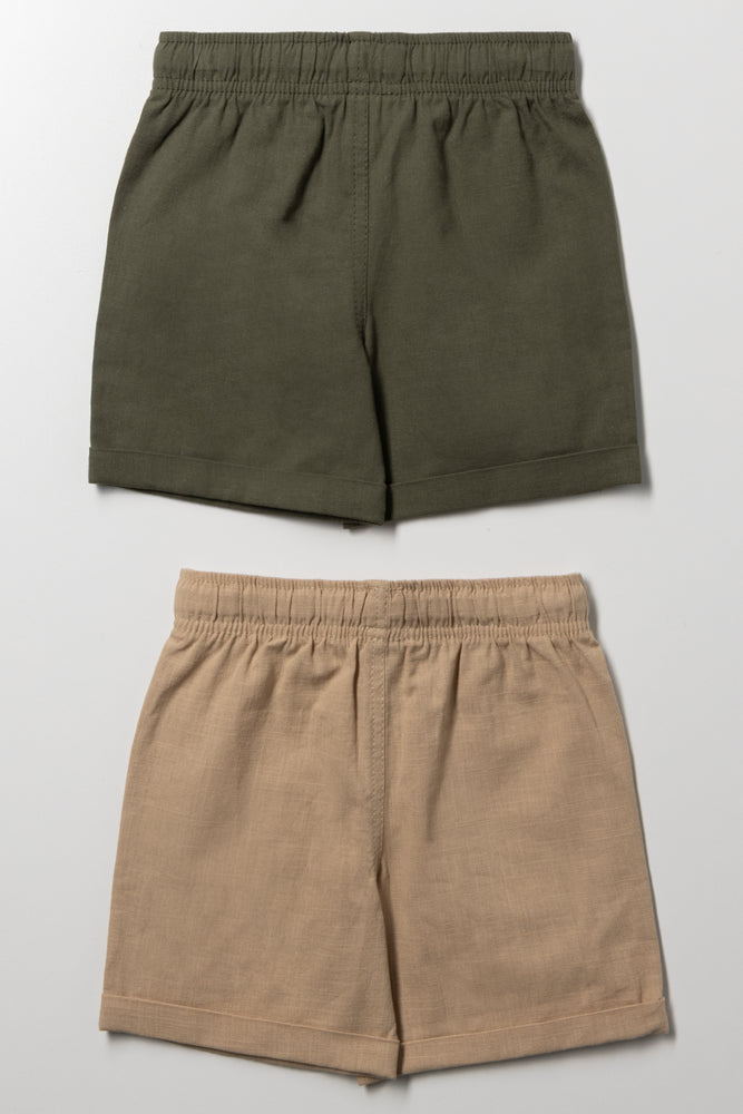 2 Pack Shorts Green And Natural (2)
